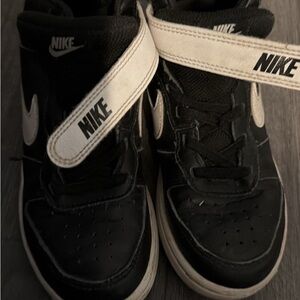 Nike Kids Black and White Strap Mid-Top Sneakers